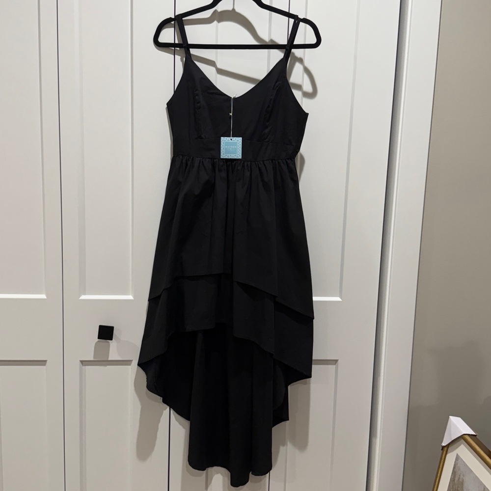 Hayden Black Gathered Hi-Low Dress